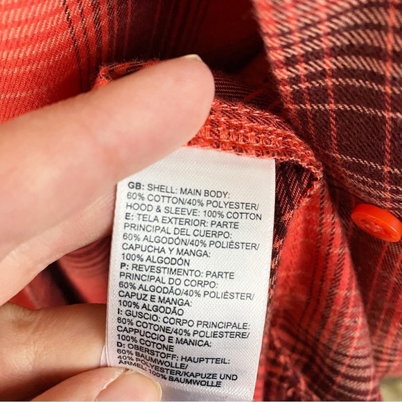 The North Face Granola Girl Womens Orange Plaid Button Up Hooded Shirt - Picture 5 of 6